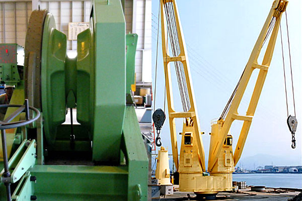 winch and deck crane of Japanese manufacturer Manabe Zoki